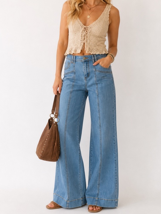 Free People Denim - Free people super 70s wide leg flare jeans 27